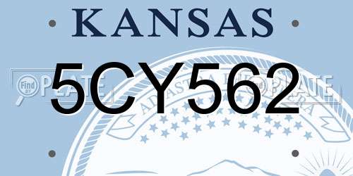 5CY562 Kansas License Plate