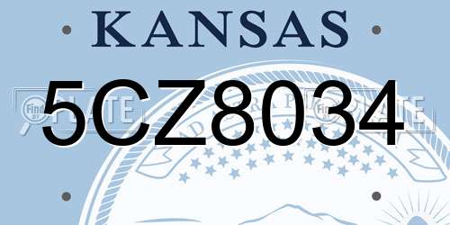 5CZ8034 Kansas License Plate