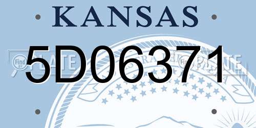 5D06371 Kansas License Plate