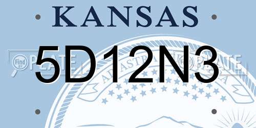 5D12N3 Kansas License Plate