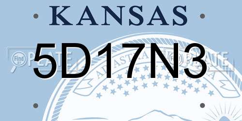 5D17N3 Kansas License Plate