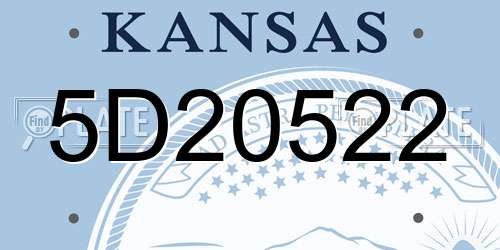 5D20522 Kansas License Plate