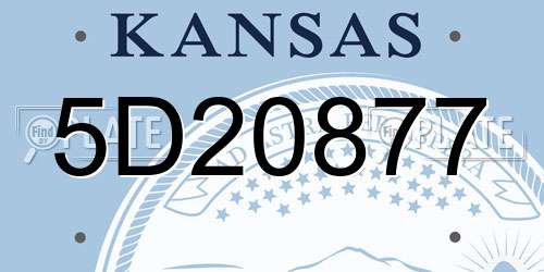5D20877 Kansas License Plate