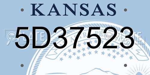 5D37523 Kansas License Plate