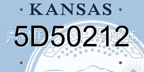 5D50212 Kansas License Plate