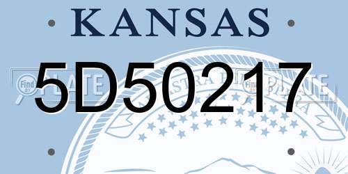 5D50217 Kansas License Plate