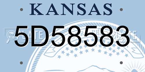 5D58583 Kansas License Plate