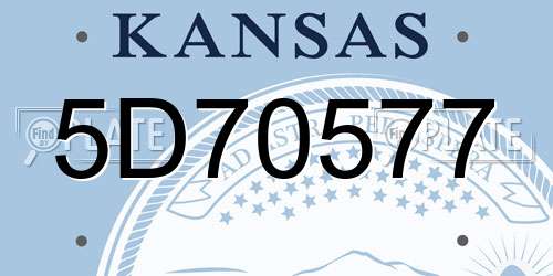 5D70577 Kansas License Plate