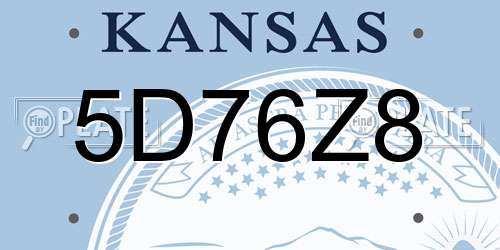 5D76Z8 Kansas License Plate