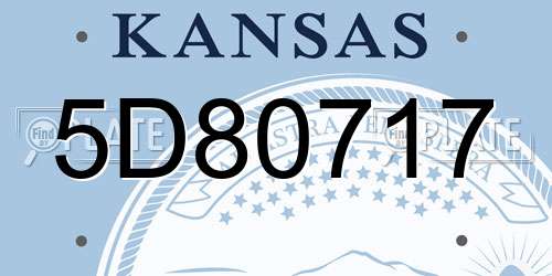 5D80717 Kansas License Plate