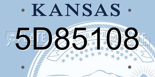 5D85108 Kansas License Plate