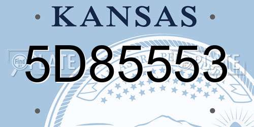 5D85553 Kansas License Plate
