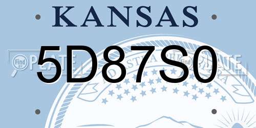 5D87S0 Kansas License Plate