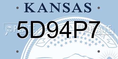 5D94P7 Kansas License Plate
