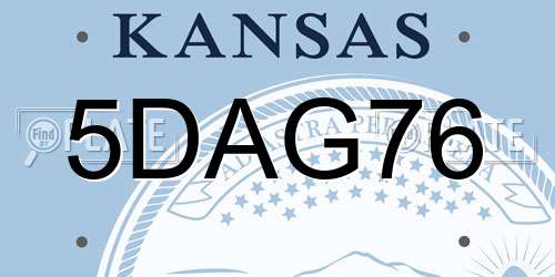 5DAG76 Kansas License Plate