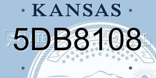 5DB8108 Kansas License Plate