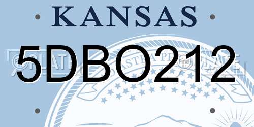 5DBO212 Kansas License Plate