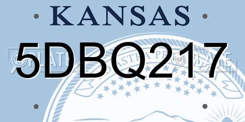 5DBQ217 Kansas License Plate
