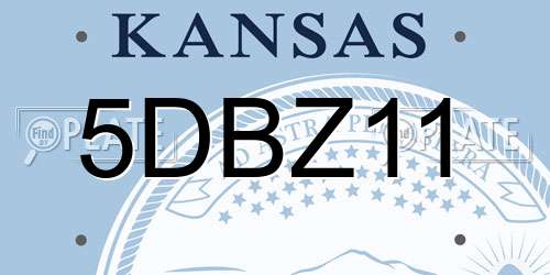 5DBZ11 Kansas License Plate