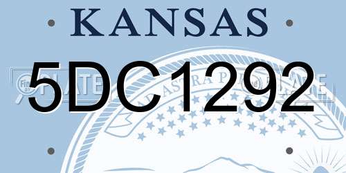 5DC1292 Kansas License Plate