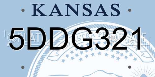 5DDG321 Kansas License Plate
