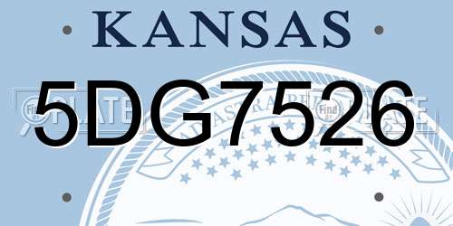 5DG7526 Kansas License Plate
