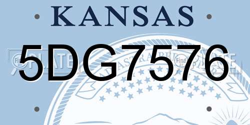 5DG7576 Kansas License Plate