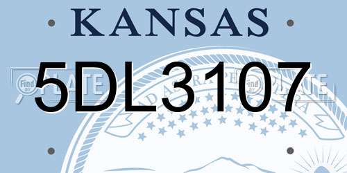 5DL3107 Kansas License Plate