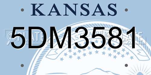 5DM3581 Kansas License Plate