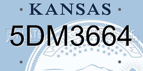 5DM3664 Kansas License Plate