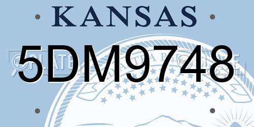 5DM9748 Kansas License Plate
