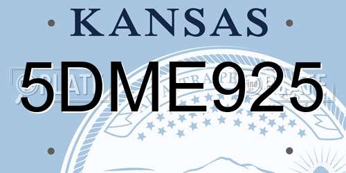 5DME925 Kansas License Plate