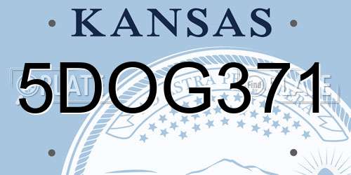5DOG371 Kansas License Plate