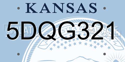 5DQG321 Kansas License Plate