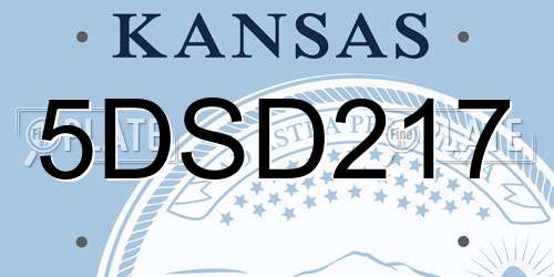 5DSD217 Kansas License Plate