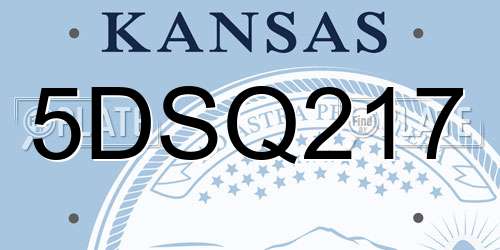 5DSQ217 Kansas License Plate