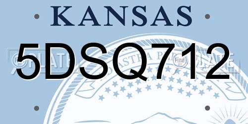 5DSQ712 Kansas License Plate