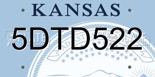 5DTD522 Kansas License Plate