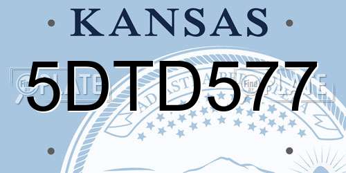 5DTD577 Kansas License Plate