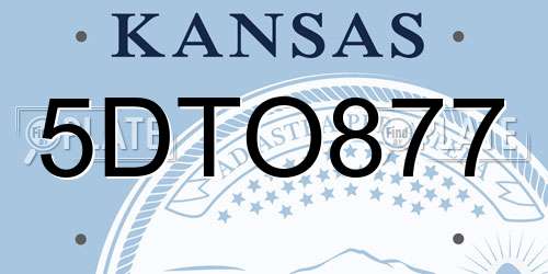 5DTO877 Kansas License Plate