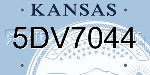 5DV7044 Kansas License Plate