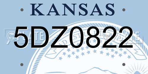 5DZ0822 Kansas License Plate