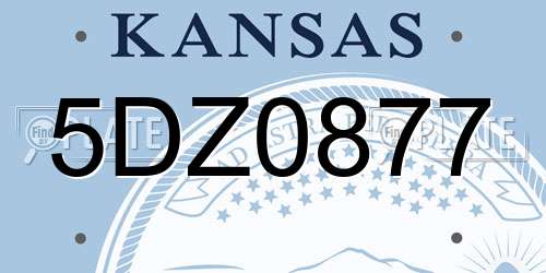 5DZ0877 Kansas License Plate