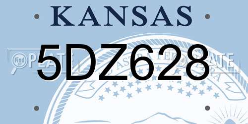 5DZ628 Kansas License Plate