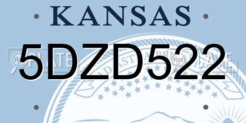 5DZD522 Kansas License Plate