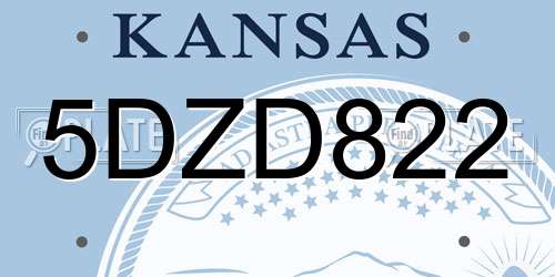 5DZD822 Kansas License Plate