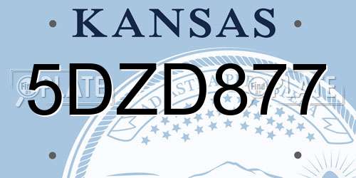 5DZD877 Kansas License Plate