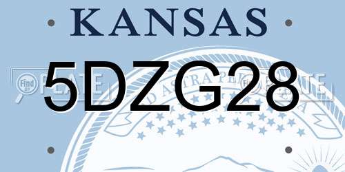 5DZG28 Kansas License Plate