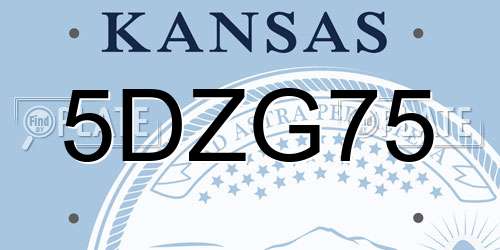 5DZG75 Kansas License Plate