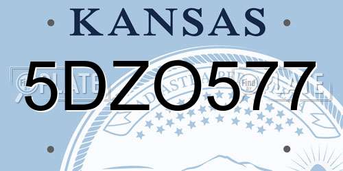 5DZO577 Kansas License Plate